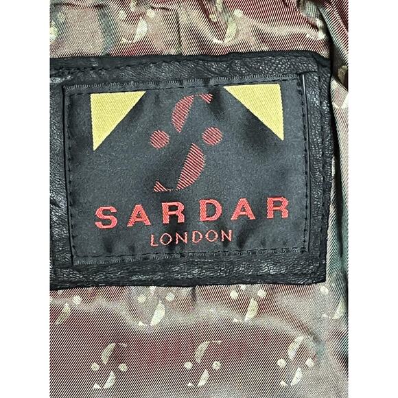 Sardar London Leather Jacket Womens Small Black Double Breasted Military England - Picture 14 of 16